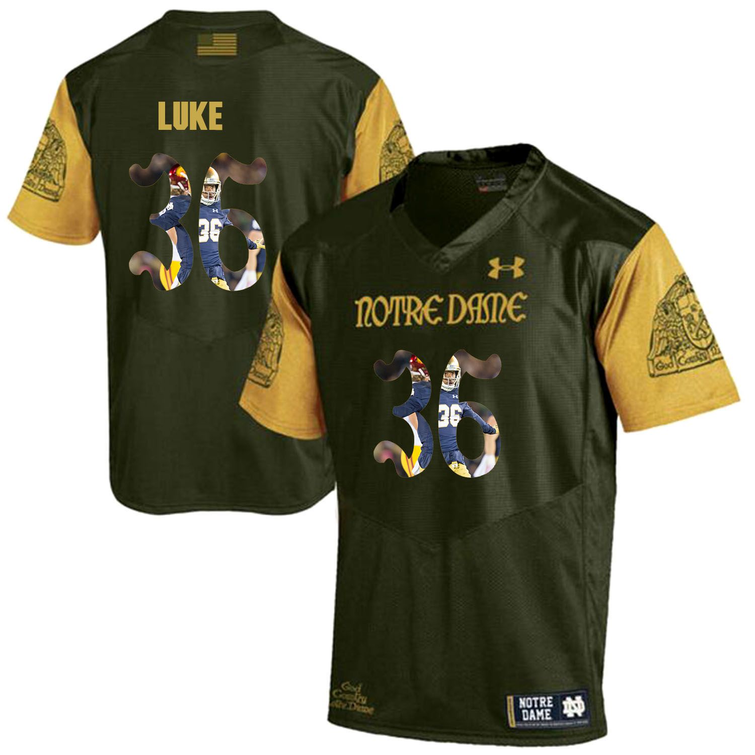 Men Norte Dame Fighting Irish #36 Luke Green Fashion Edition Customized NCAA Jerseys